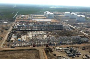 Cheniere's Sabine Pass liquefaction facility, which indexed off-take to Henry Hub, under construction. Courtesy of LNG World News