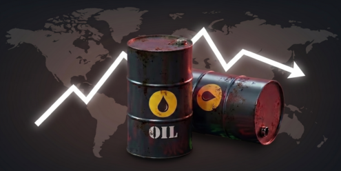 Global crude oil price trend chart showing market volatility.