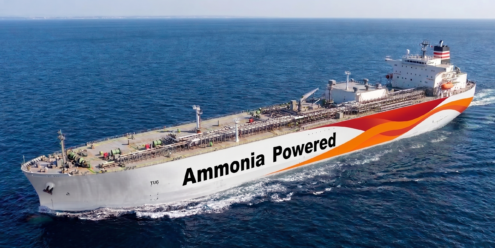 Ammonia-fueled vessel or ship sailing