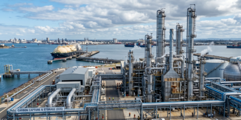 Ammonia production plant with carbon capture and export port