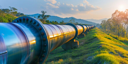 natural gas pipeline winding through a landscape